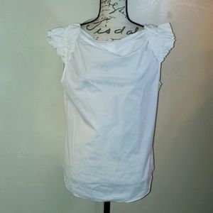 NWT MOSCHINO Poplin Ruffle Sleeve Blouse Sz 10